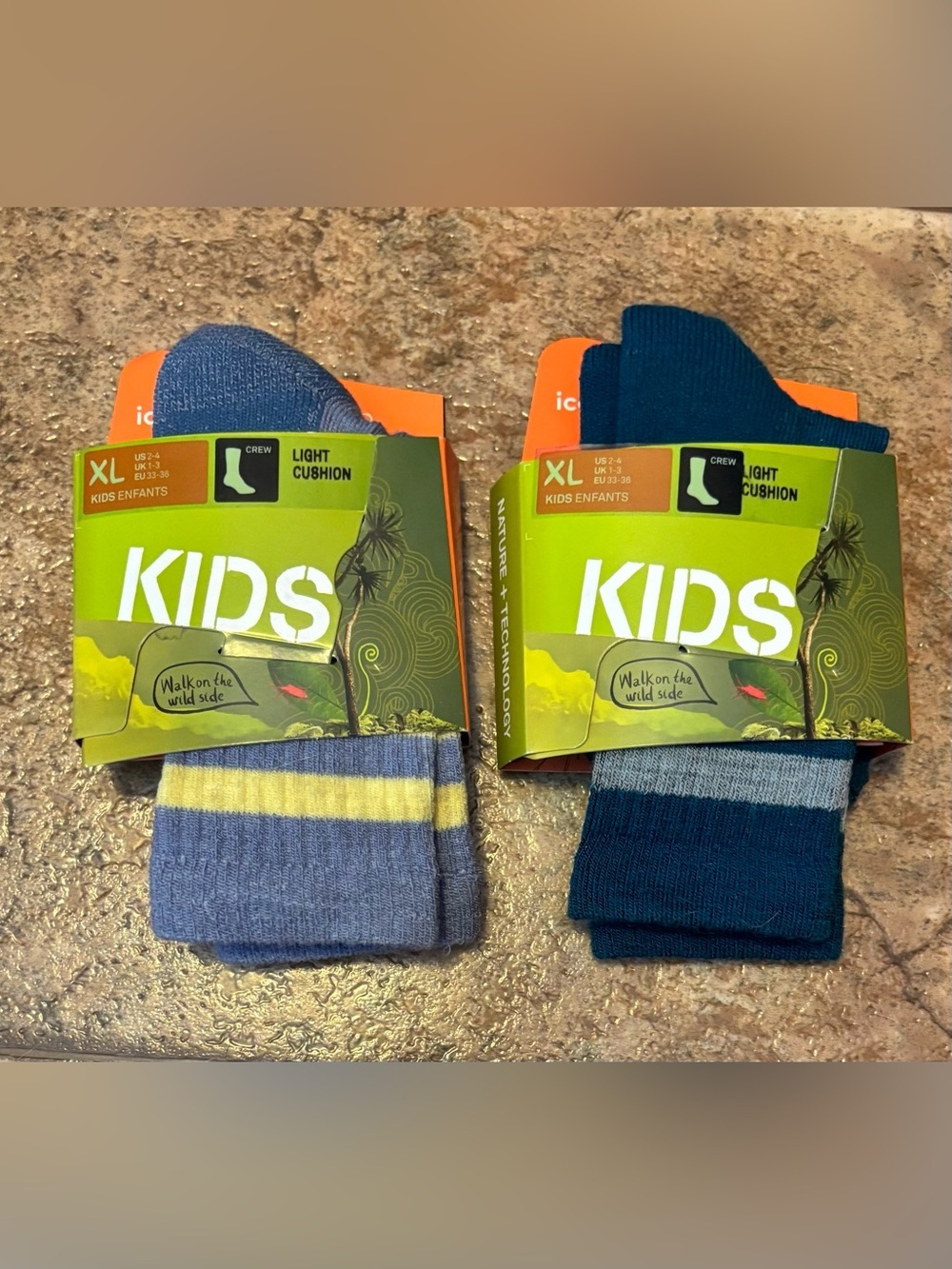 NWT *Bundle of 2 pairs* Icebreaker Merino wool blend Kids' Crew Socks sz XL